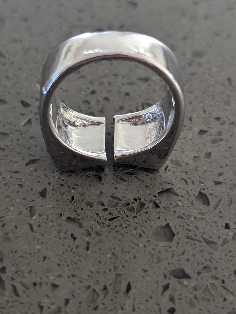 Open Square Split Signet Ring in Silver- Vivienne Westwood Style Ring